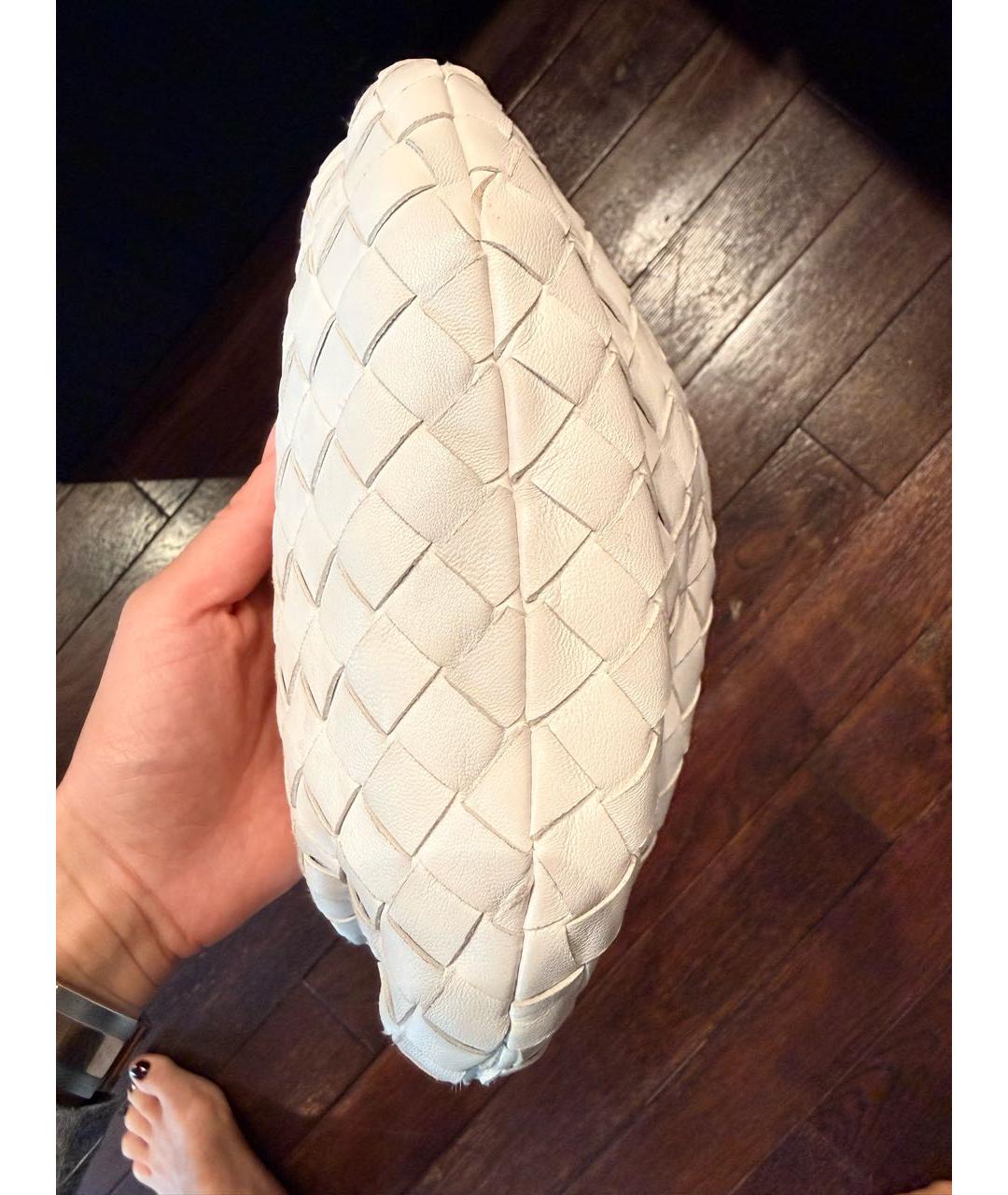 BOTTEGA VENETA Белая кожаная сумка с короткими ручками, фото 4