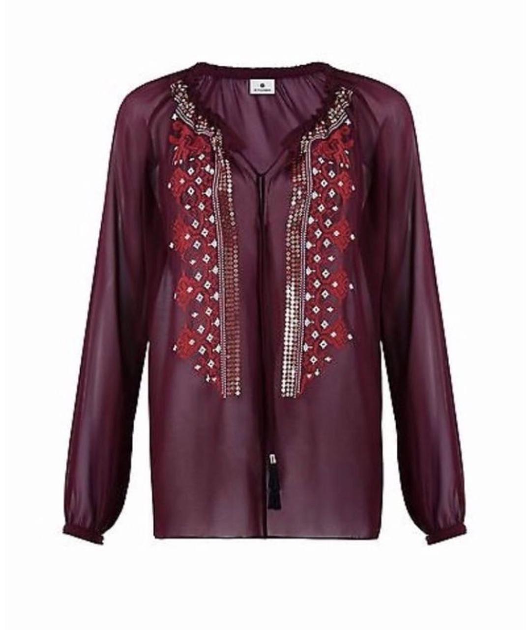 ALTUZARRA Бордовая шифоновая блузы, фото 1