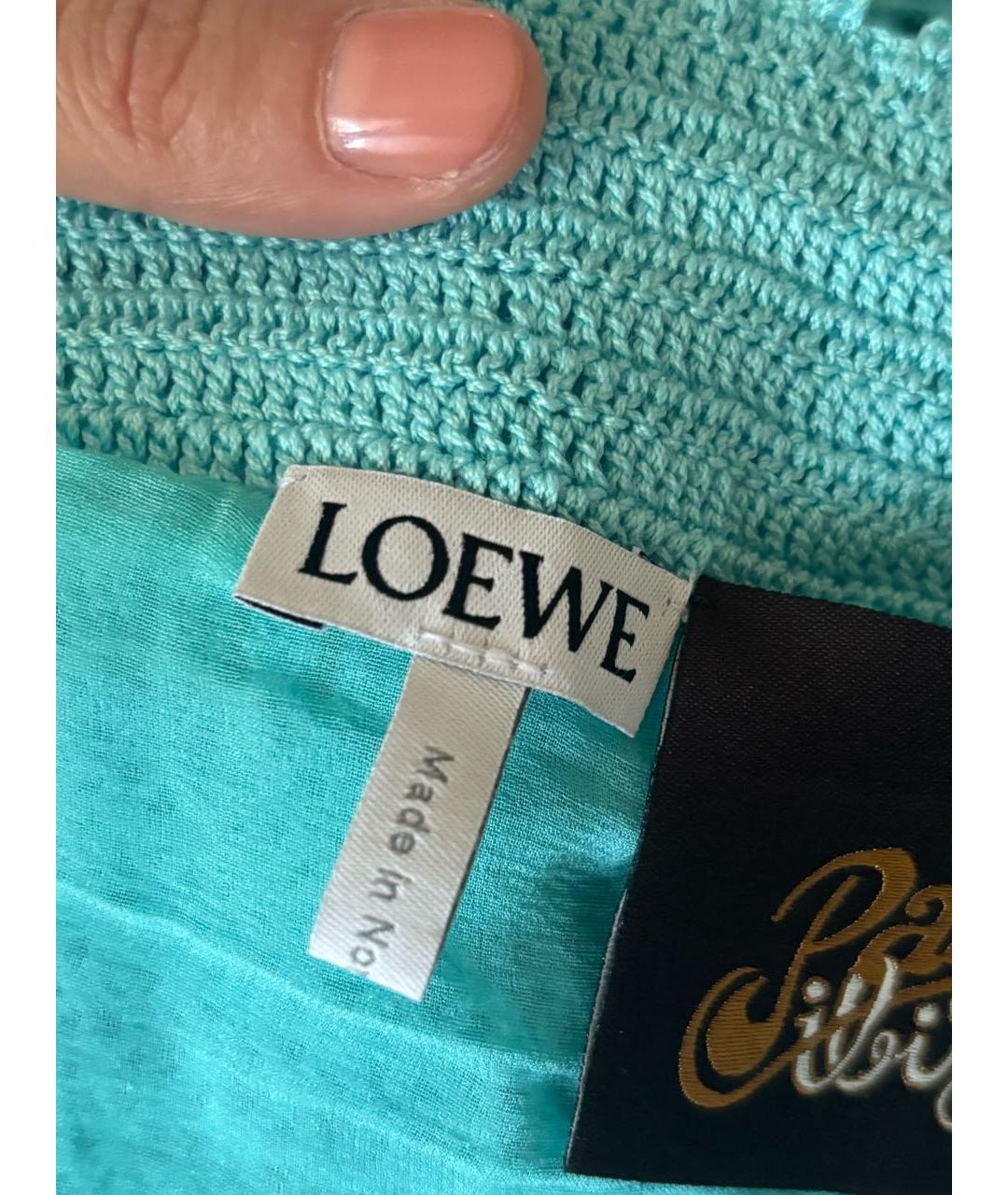 LOEWE Бирюзовая хлопковая юбка макси, фото 6