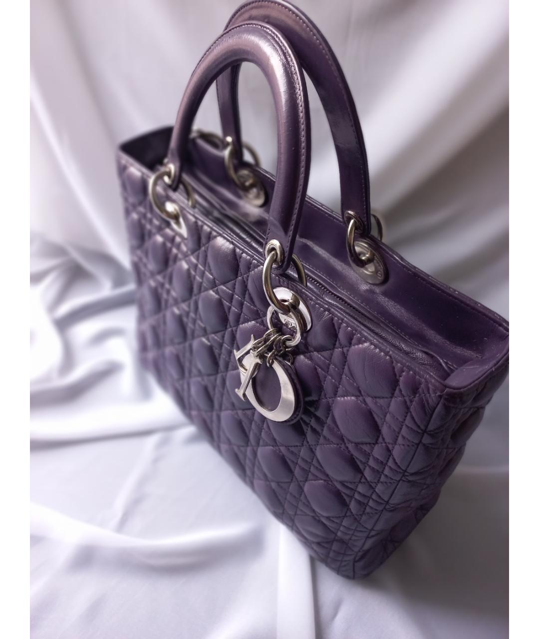 CHRISTIAN DIOR PRE-OWNED Фиолетовая кожаная сумка с короткими ручками, фото 2