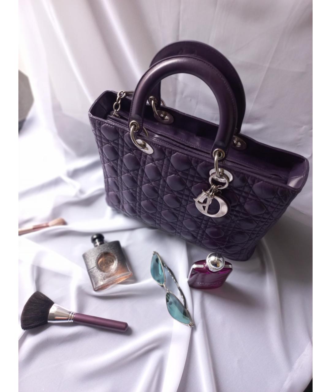 CHRISTIAN DIOR PRE-OWNED Фиолетовая кожаная сумка с короткими ручками, фото 5
