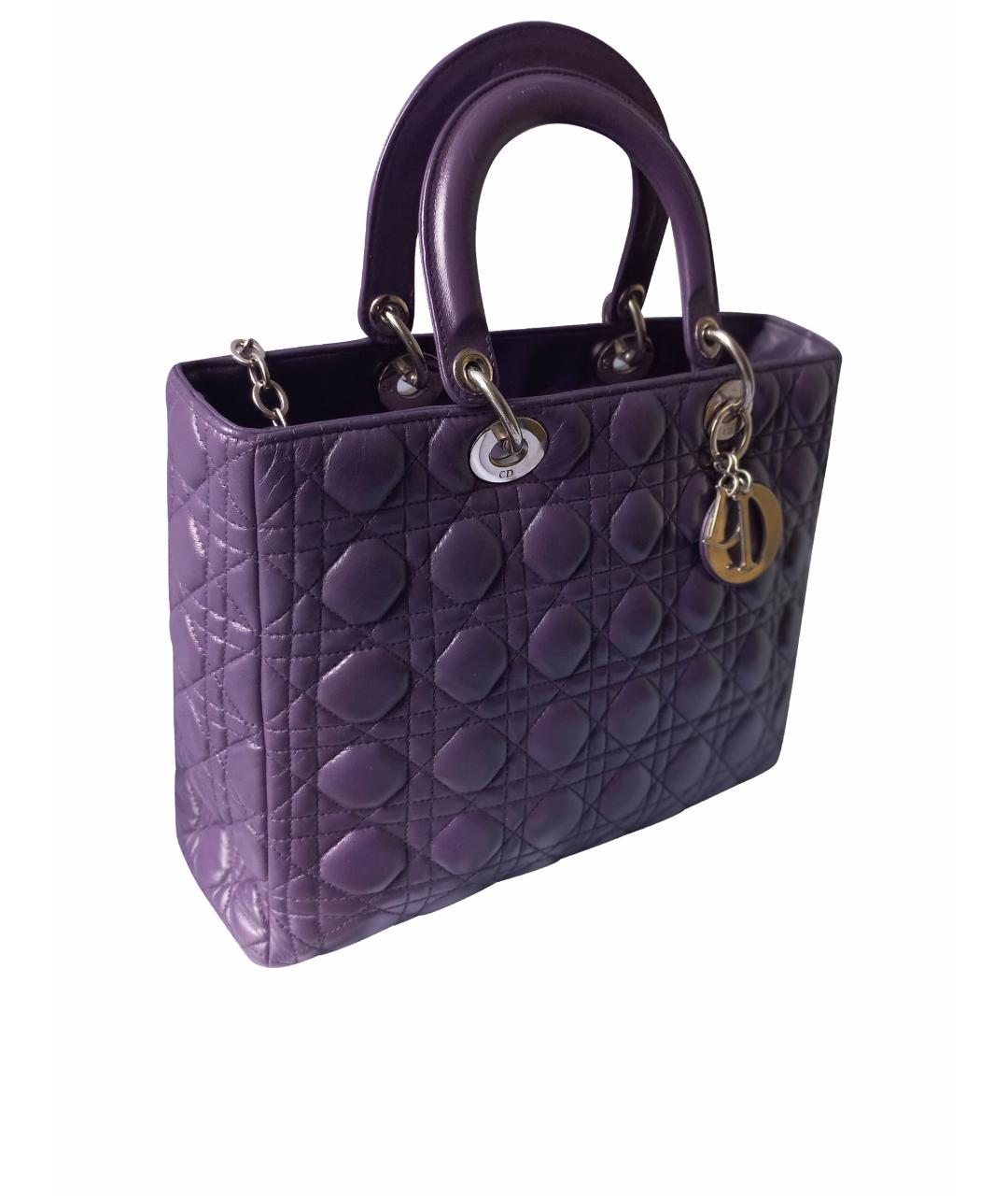 CHRISTIAN DIOR PRE-OWNED Фиолетовая кожаная сумка с короткими ручками, фото 1