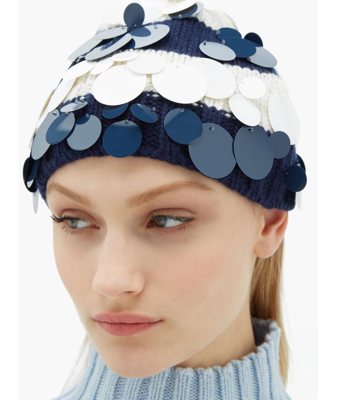 PRADA Темно-синяя кашемировая шапка, фото 4