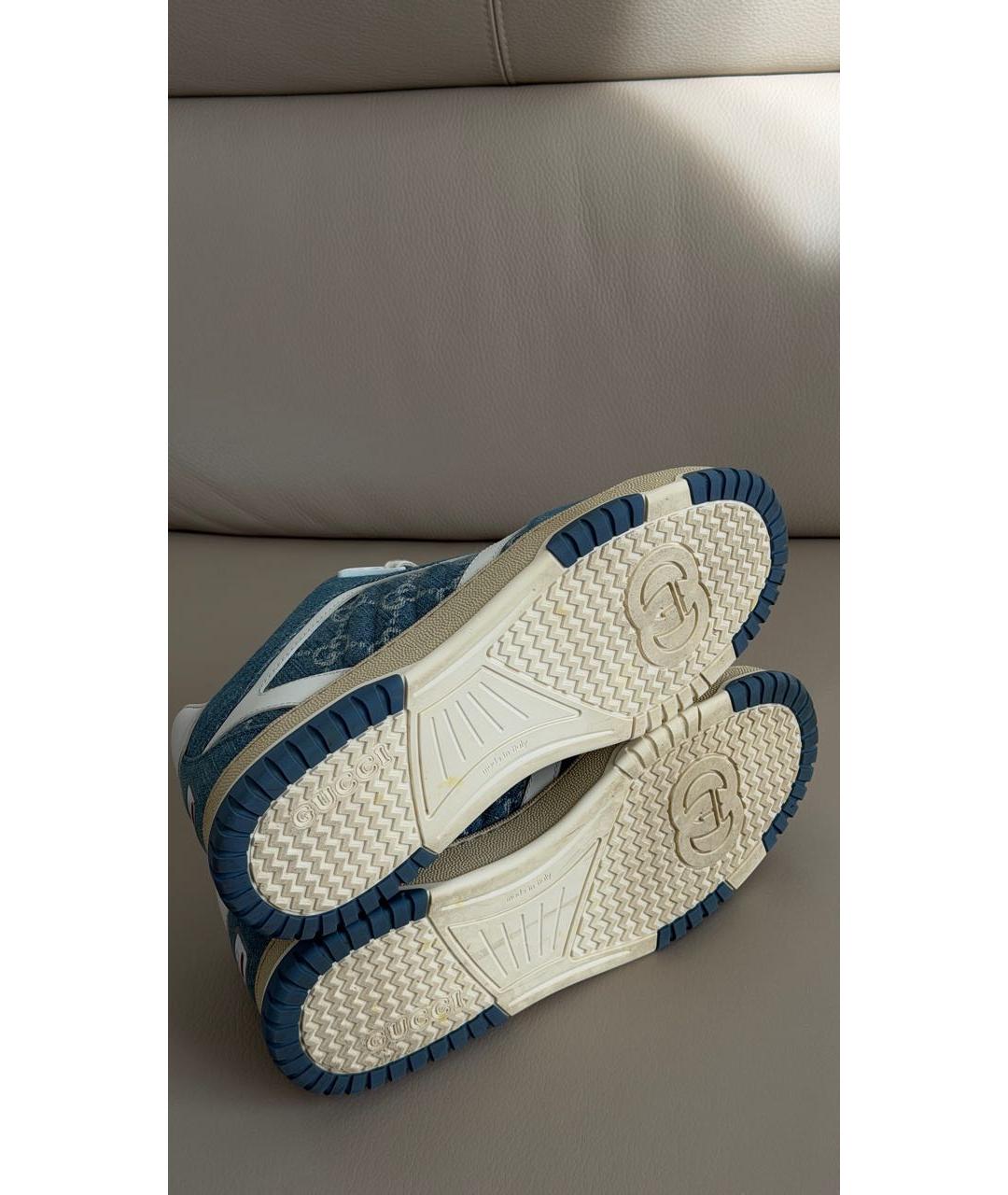 GUCCI Синие кожаные кроссовки, фото 6