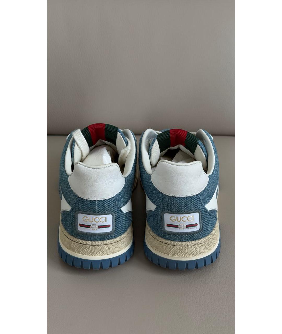 GUCCI Синие кожаные кроссовки, фото 3