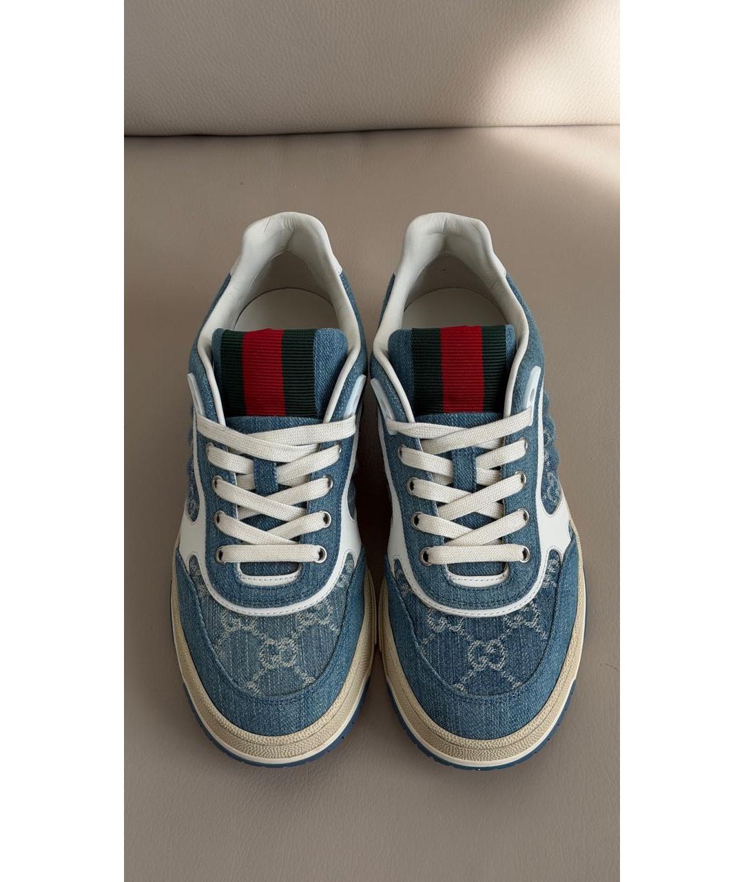 GUCCI Синие кожаные кроссовки, фото 2