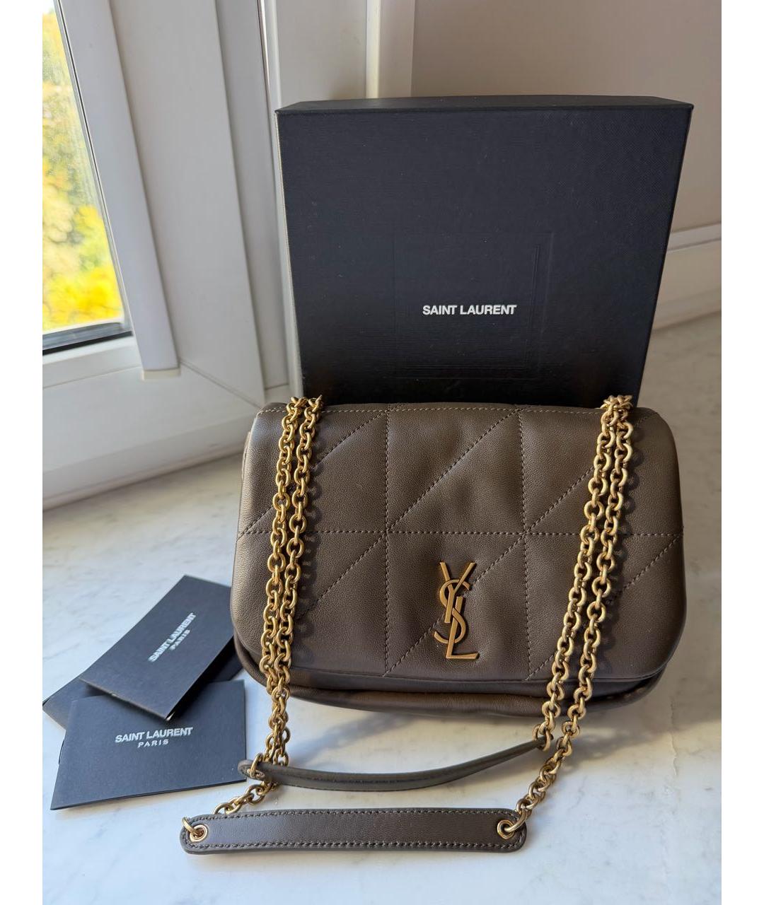 SAINT LAURENT Зеленая кожаная сумка через плечо, фото 2