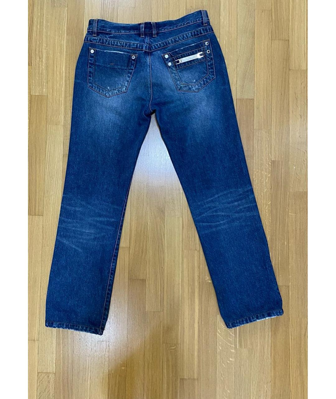 BIKKEMBERGS Синие хлопковые прямые джинсы, фото 2