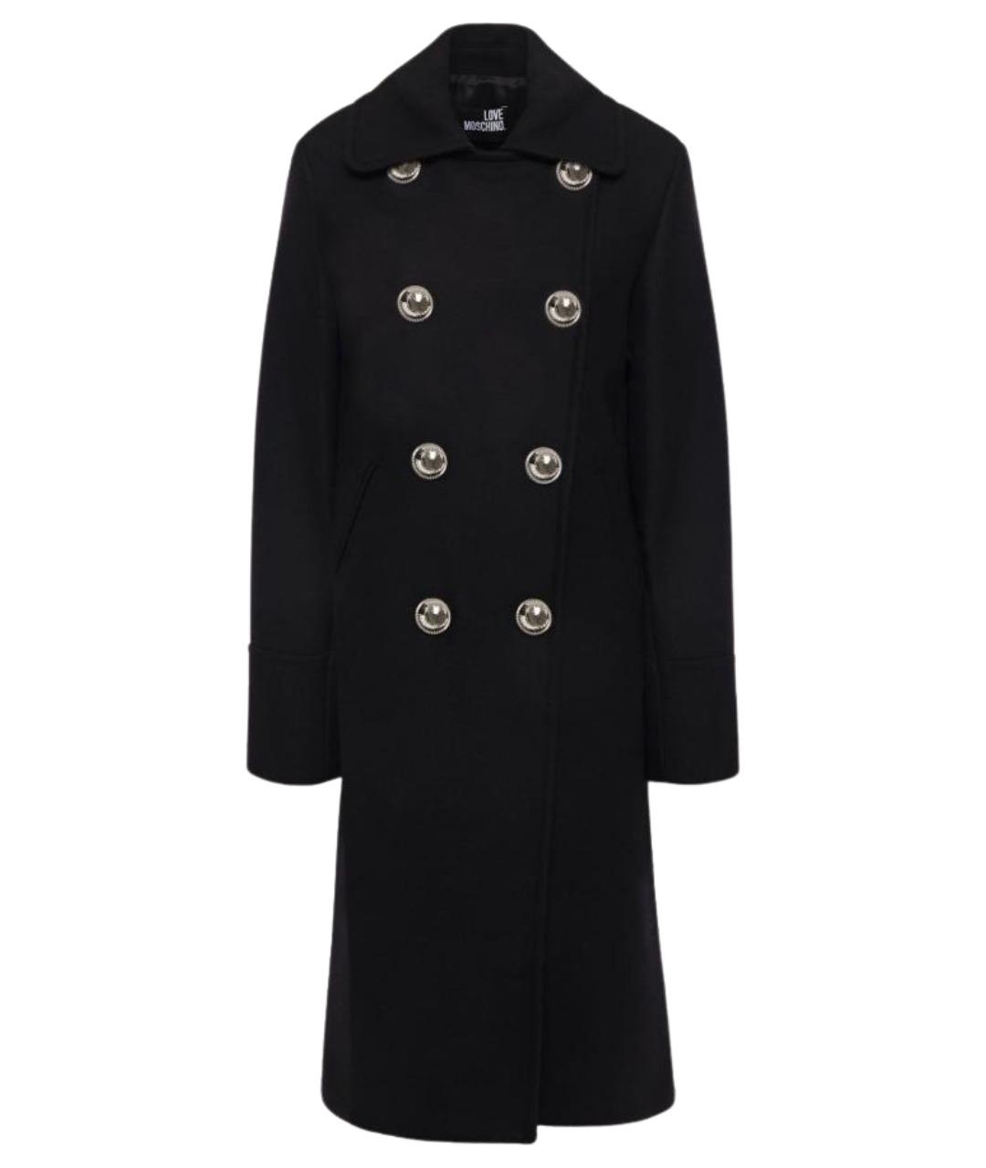 MOSCHINO Черное шерстяное пальто, фото 1