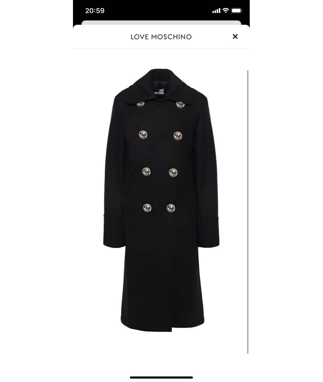 MOSCHINO Черное шерстяное пальто, фото 6