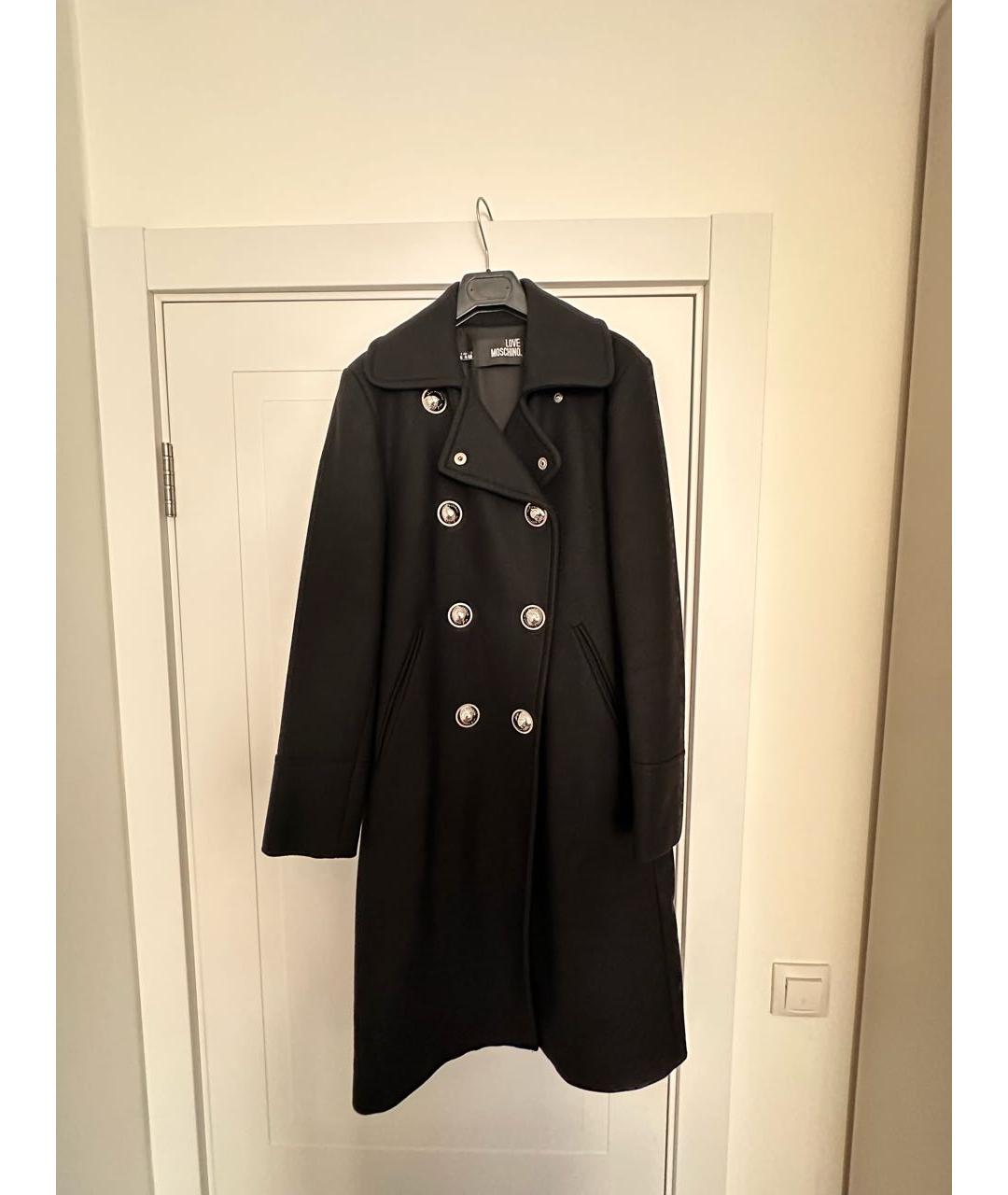 MOSCHINO Черное шерстяное пальто, фото 2