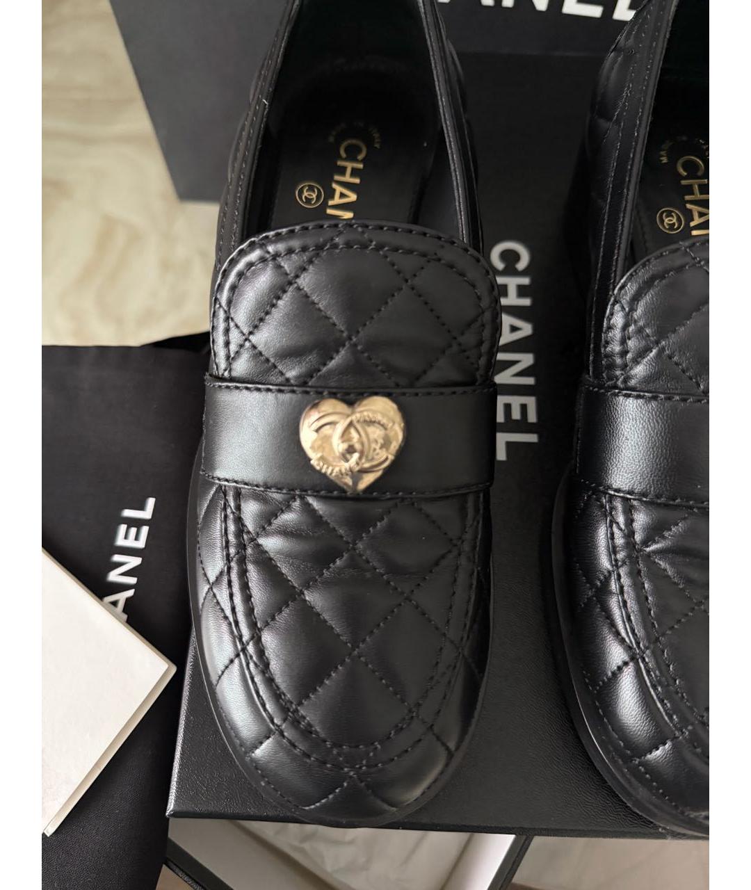 CHANEL Черные кожаные лоферы, фото 3