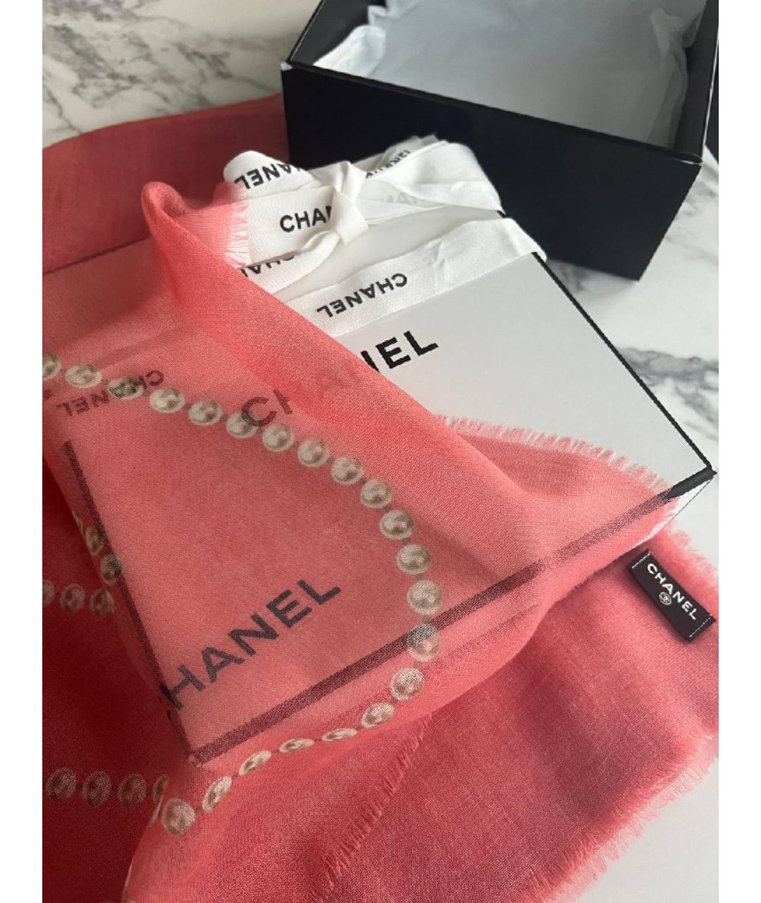 CHANEL Розовый кашемировый шарф, фото 3