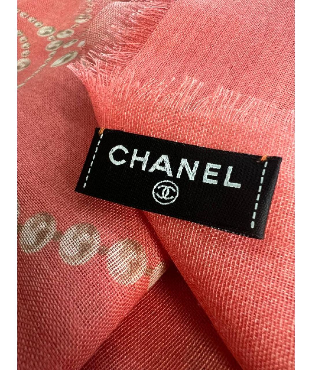 CHANEL Розовый кашемировый шарф, фото 7