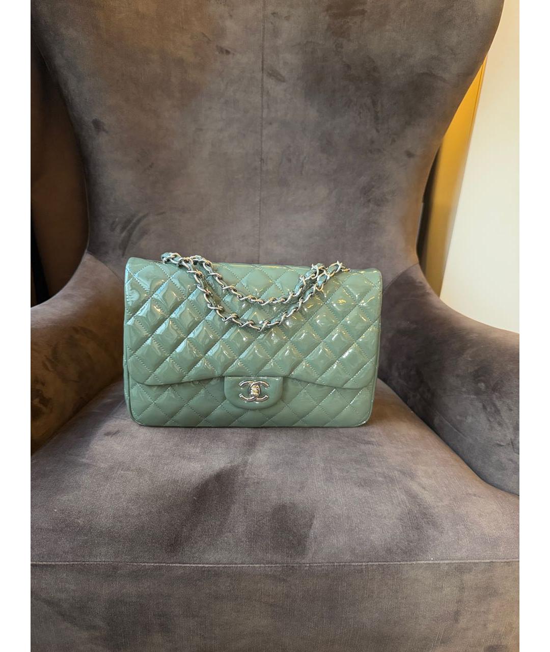 CHANEL Хаки сумка через плечо из лакированной кожи, фото 2