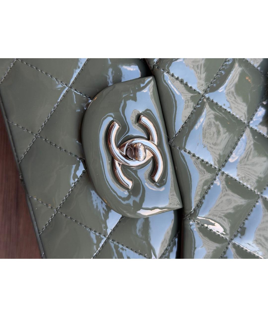 CHANEL Хаки сумка через плечо из лакированной кожи, фото 4