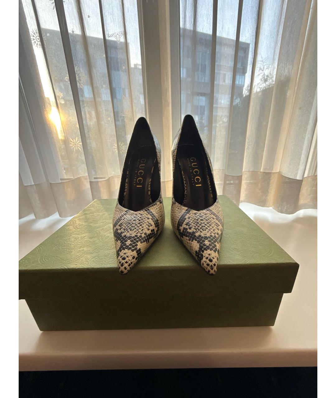 GUCCI Бежевые кожаные туфли, фото 2