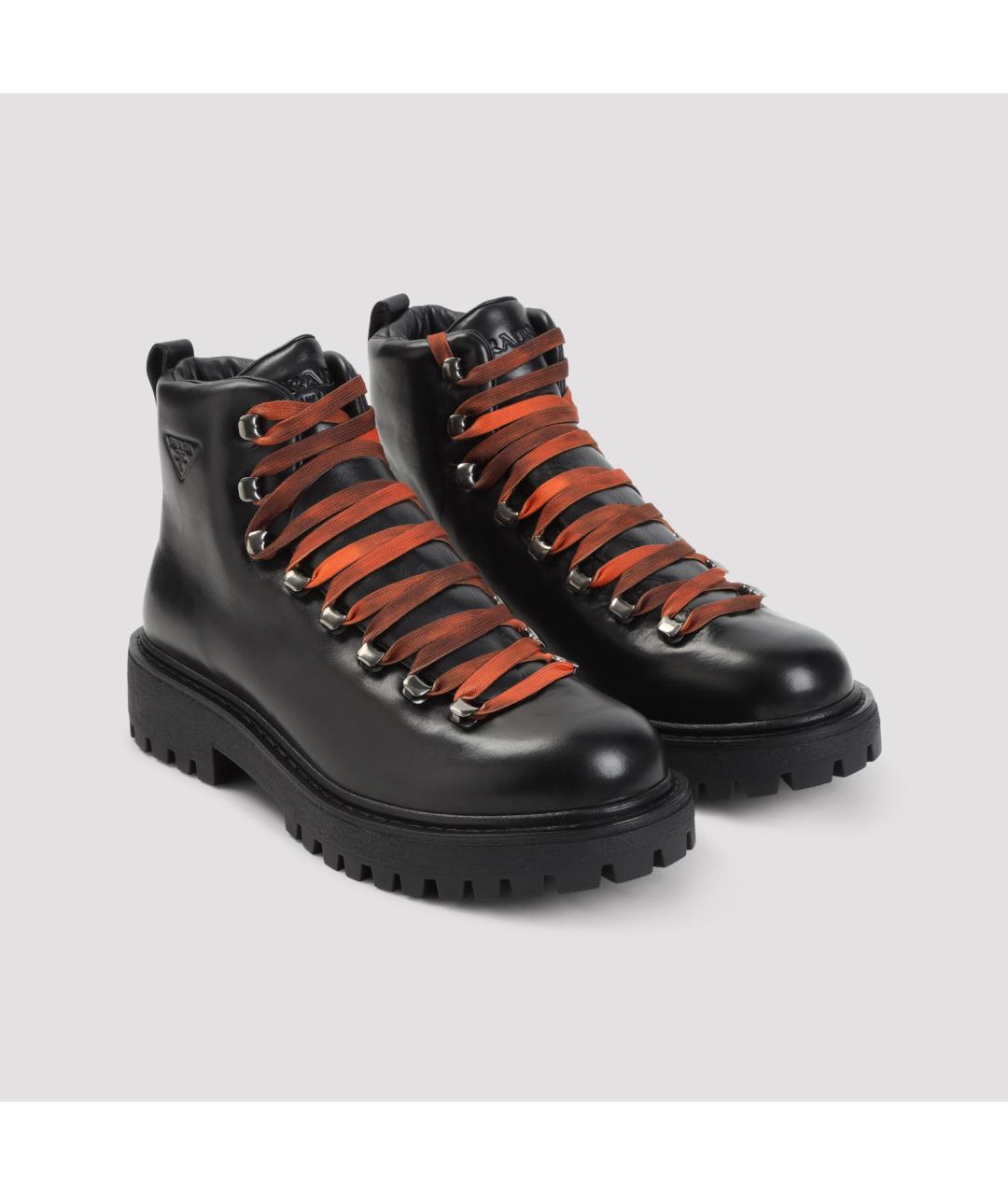 PRADA Черные кожаные низкие ботинки, фото 4