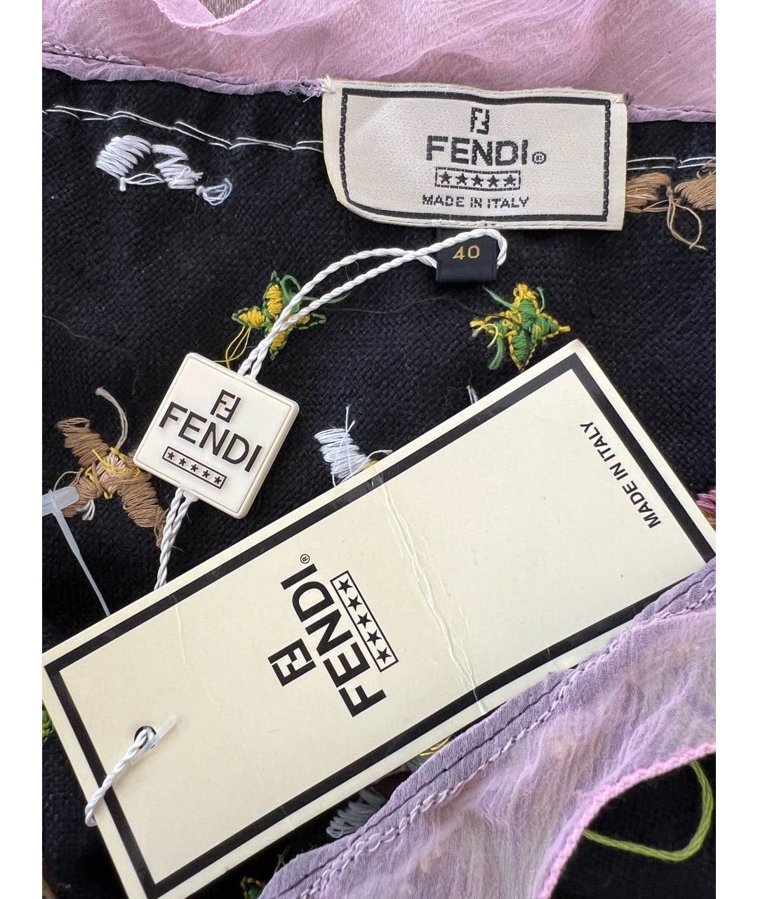 FENDI Черная шерстяная юбка миди, фото 3