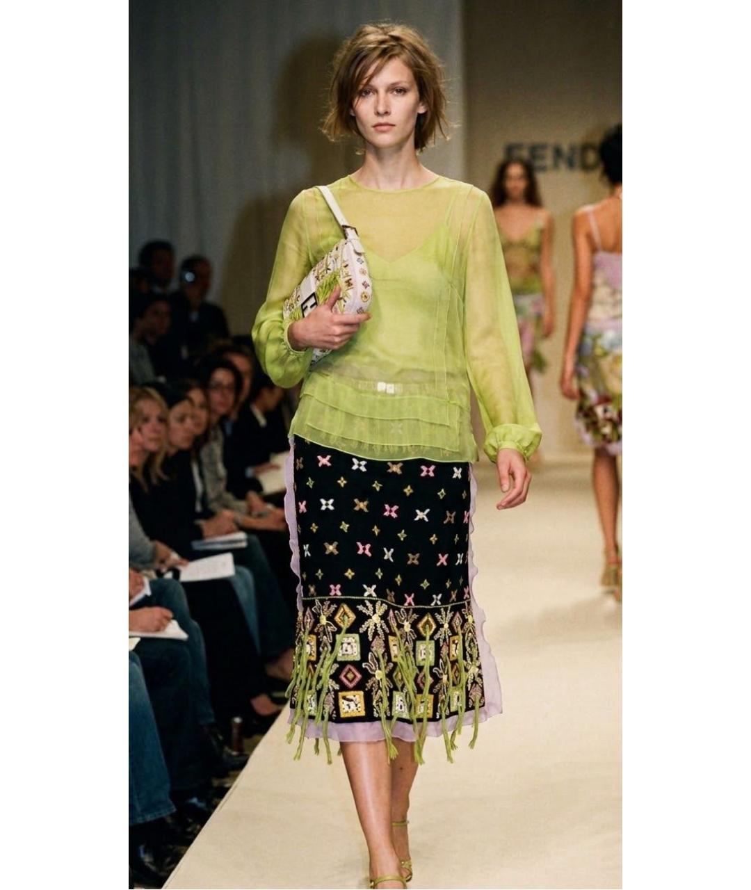 FENDI Черная шерстяная юбка миди, фото 7