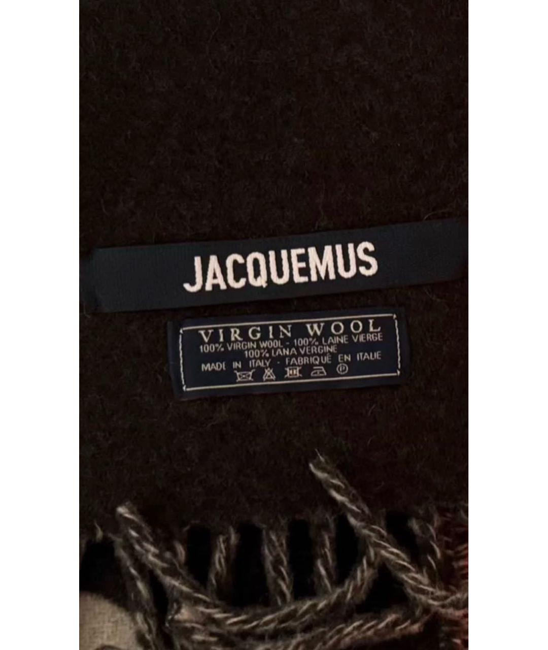 JACQUEMUS Коричневый шерстяной шарф, фото 3
