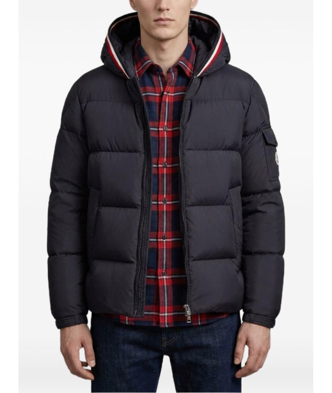 MONCLER Темно-синий синтетический пуховик, фото 2