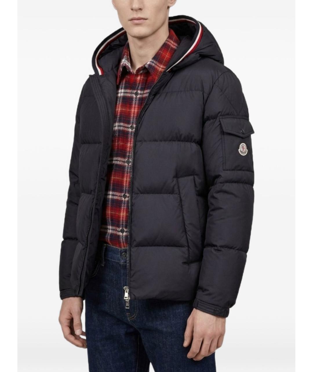 MONCLER Темно-синий синтетический пуховик, фото 3