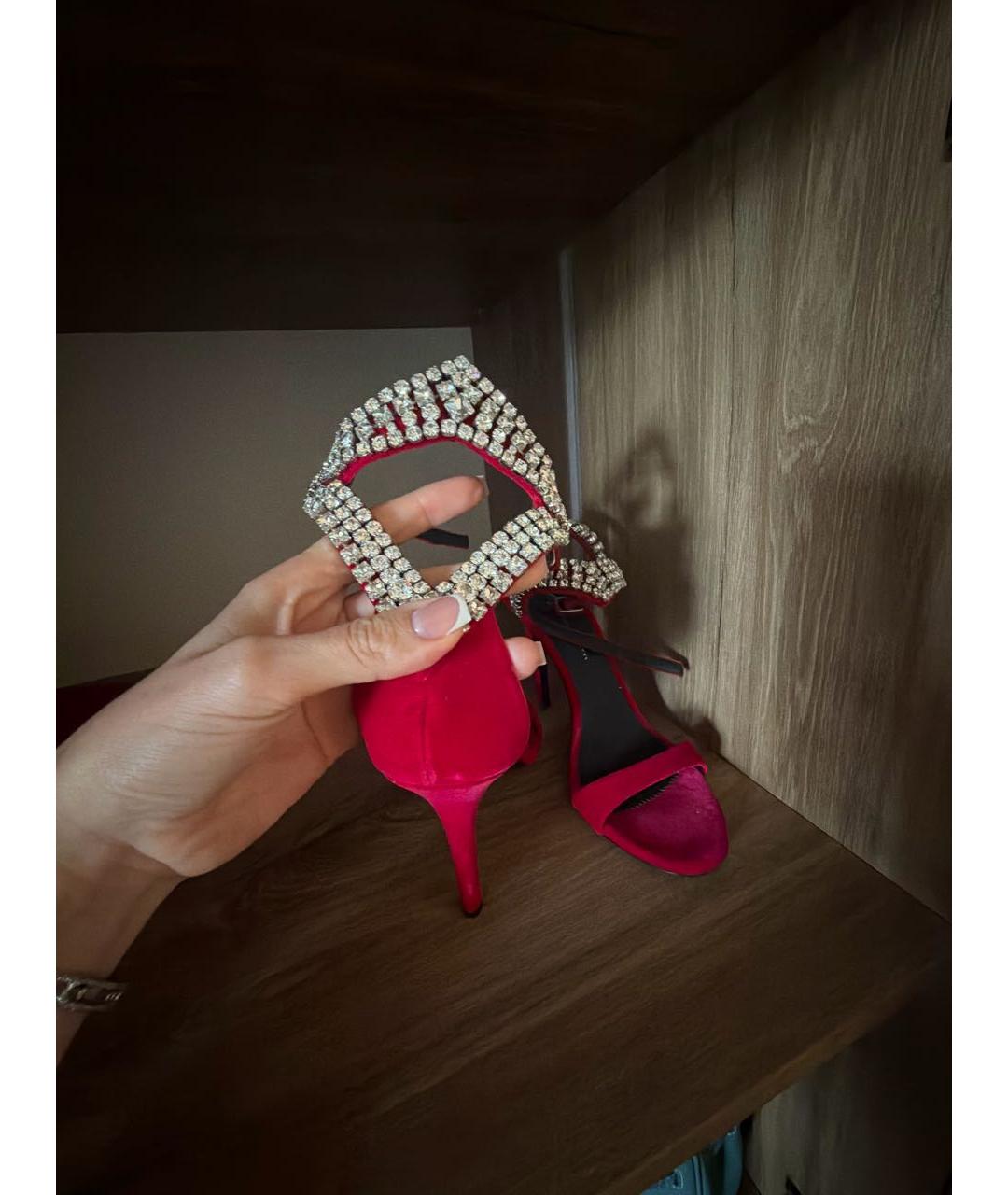 GIUSEPPE ZANOTTI DESIGN Бордовые бархатные босоножки, фото 2