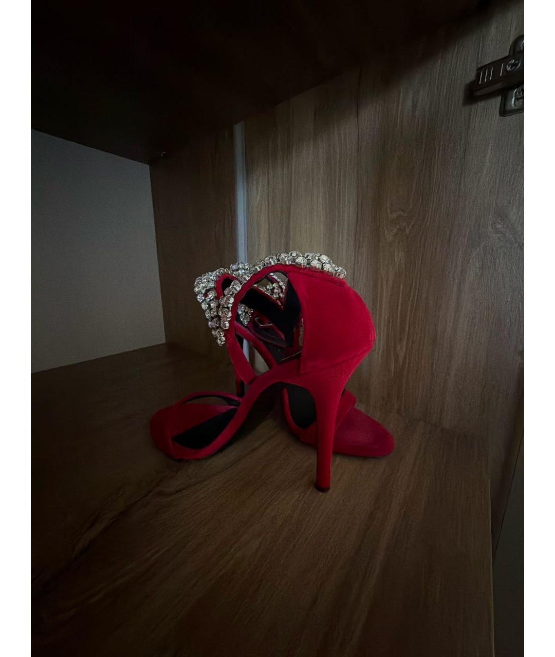 GIUSEPPE ZANOTTI DESIGN Бордовые бархатные босоножки, фото 3