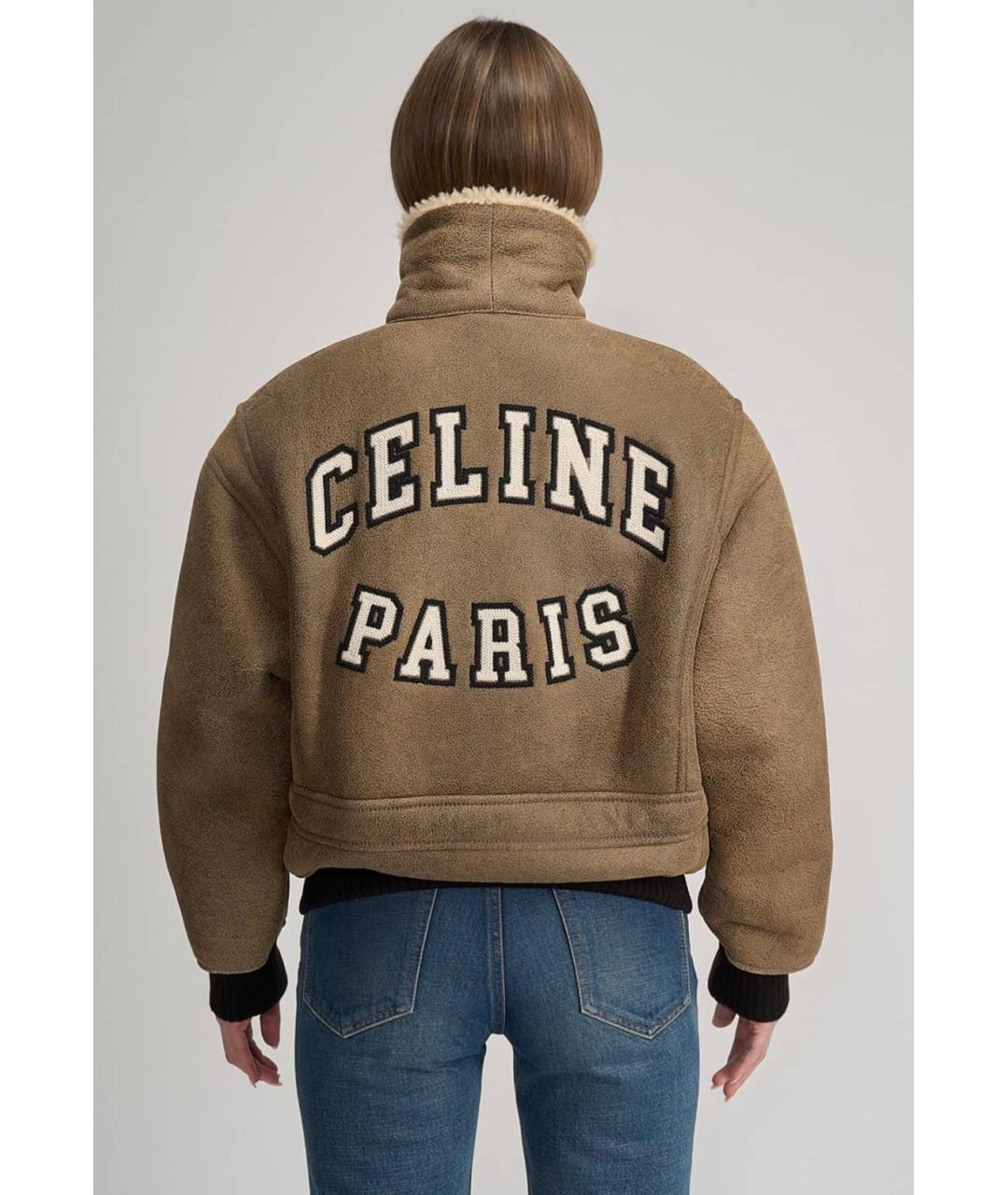 CELINE Коричневая кожаная дубленка, фото 5