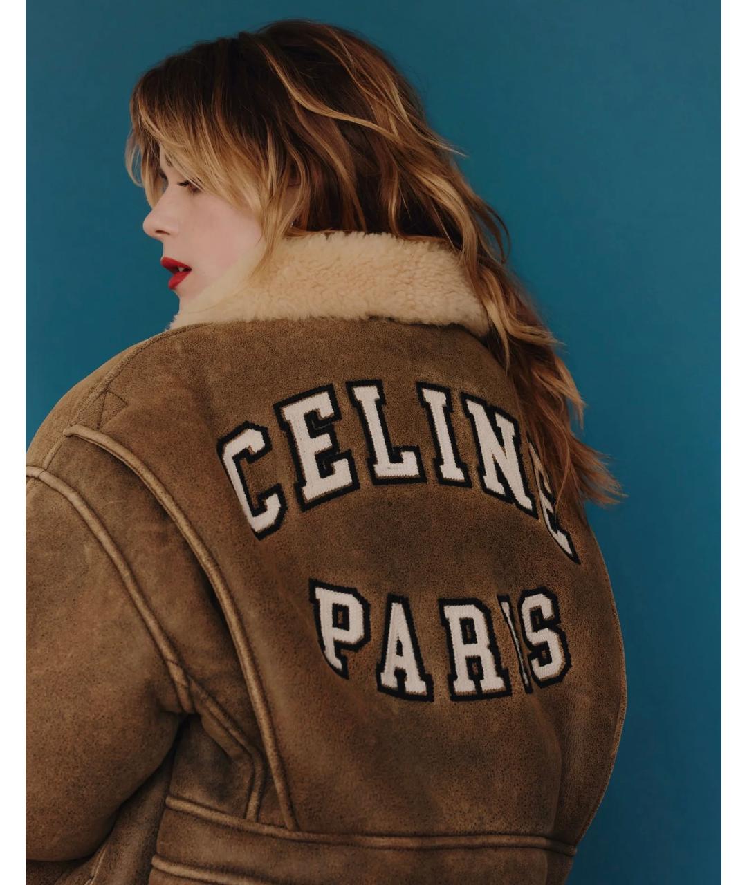 CELINE Коричневая кожаная дубленка, фото 6