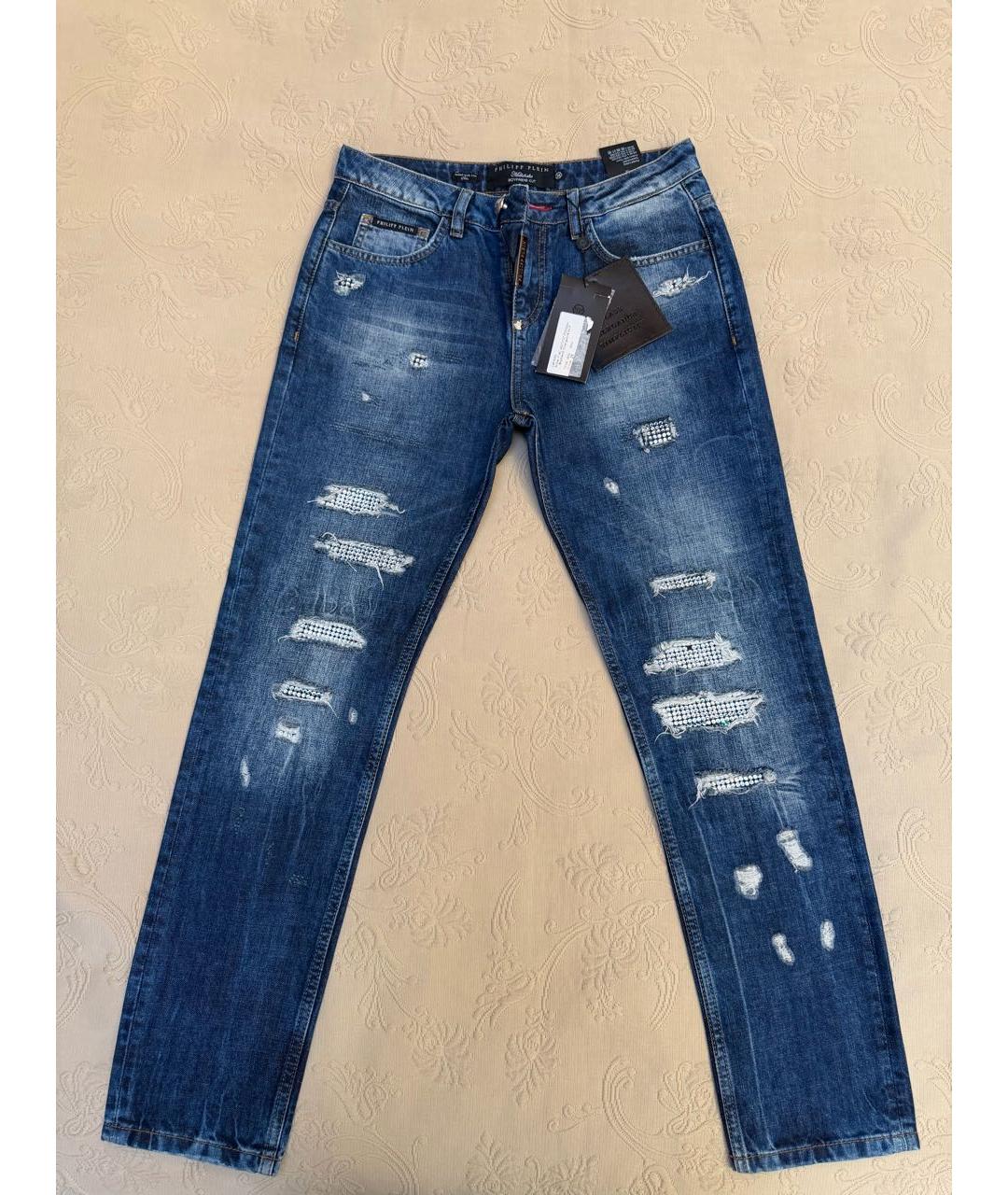 PHILIPP PLEIN Синие деним брюки узкие, фото 2