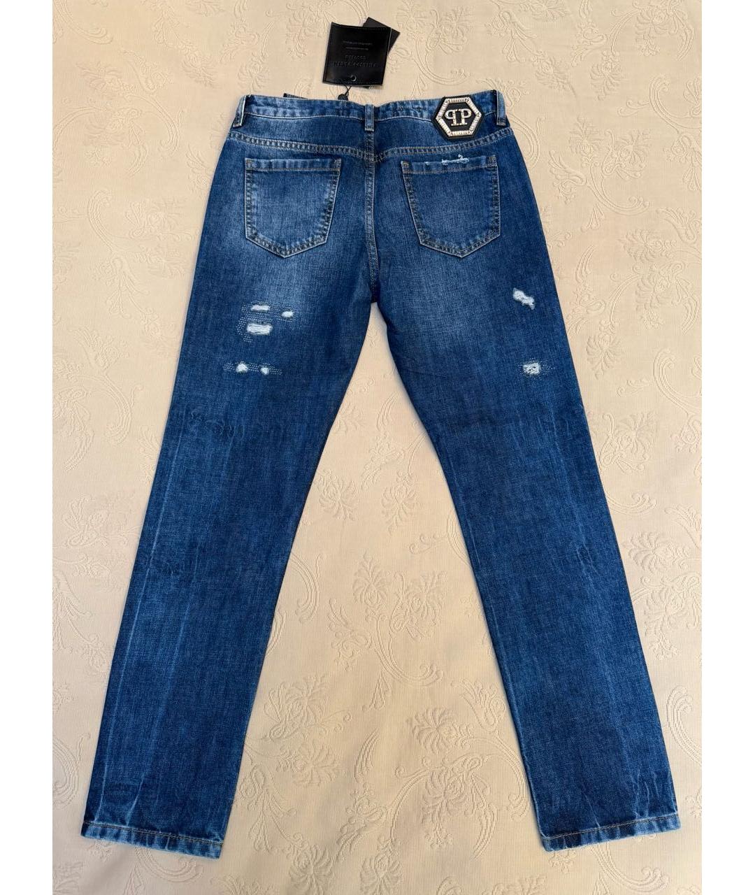 PHILIPP PLEIN Синие деним брюки узкие, фото 4