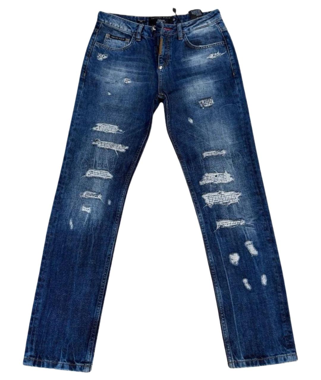 PHILIPP PLEIN Синие деним брюки узкие, фото 1