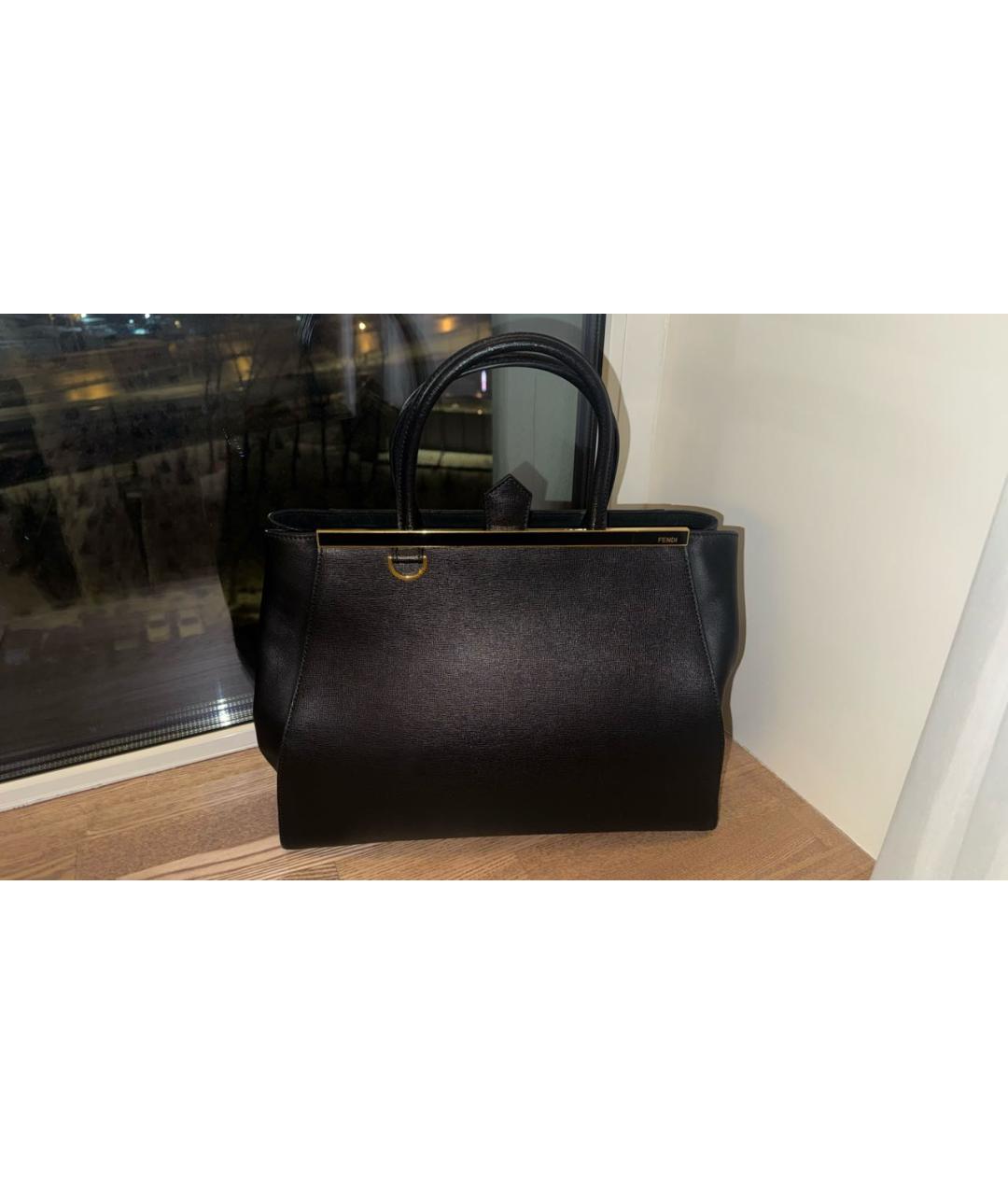 FENDI Черная кожаная сумка тоут, фото 5