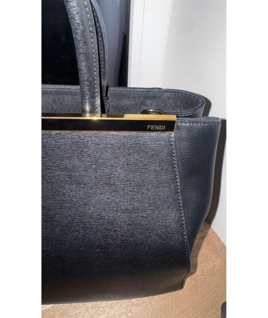 FENDI Черная кожаная сумка тоут, фото 2