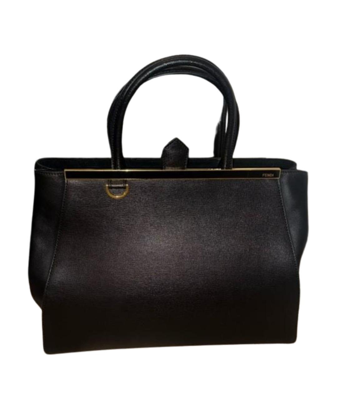 FENDI Черная кожаная сумка тоут, фото 1