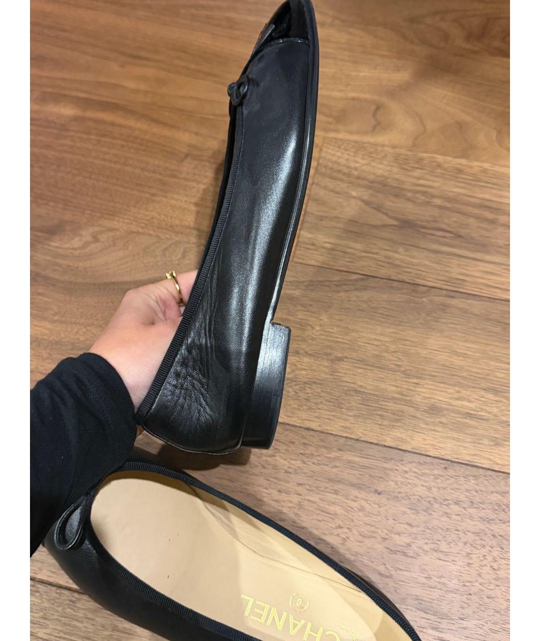 CHANEL Черные кожаные балетки, фото 8