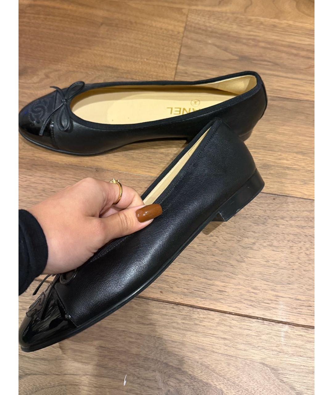 CHANEL Черные кожаные балетки, фото 9