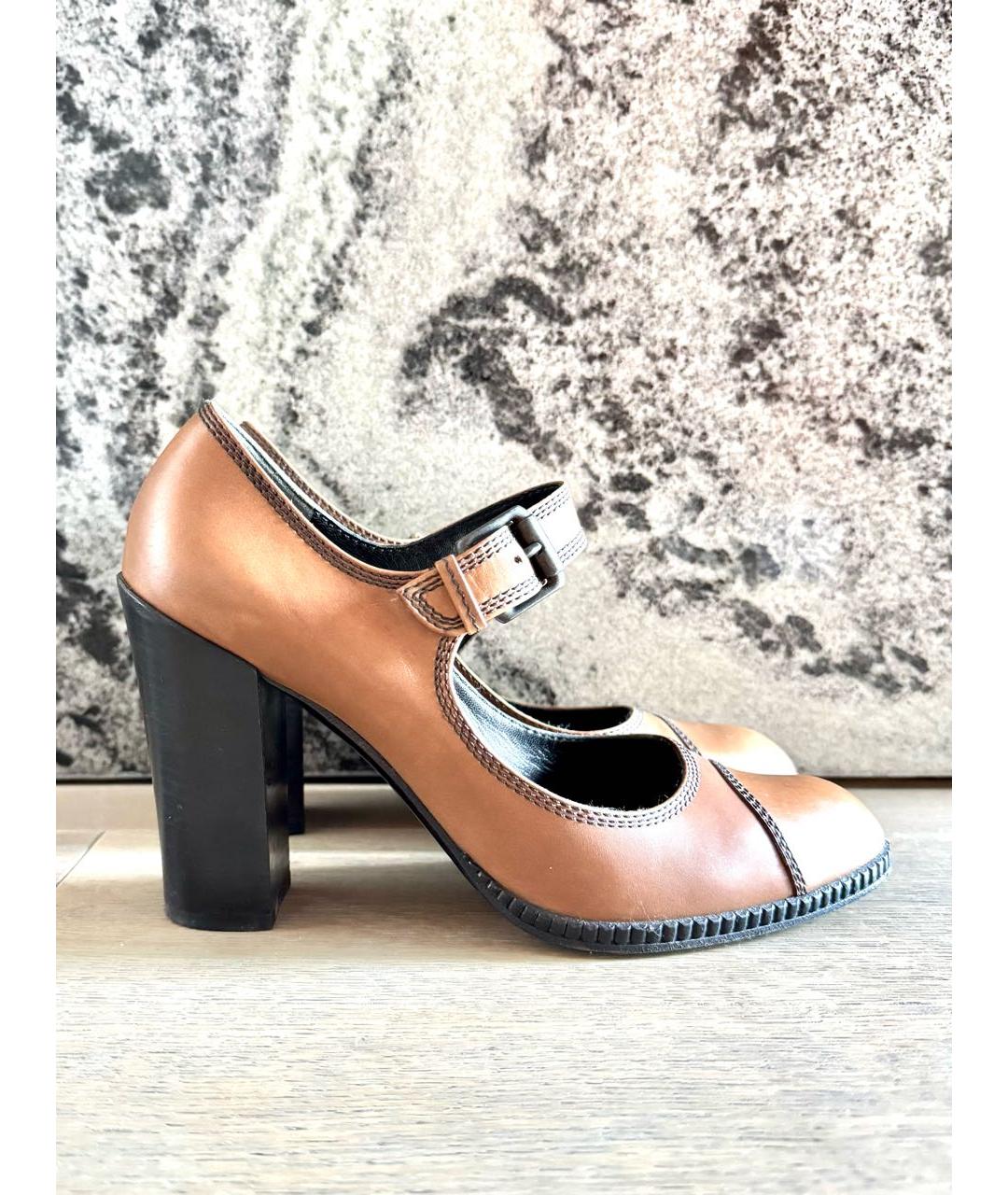 BOTTEGA VENETA Коричневые кожаные туфли, фото 5