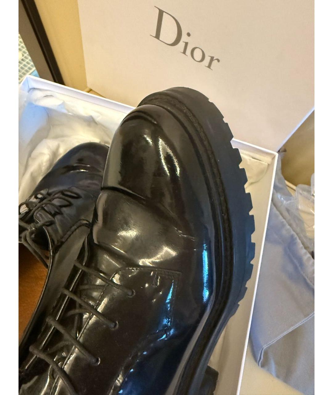 CHRISTIAN DIOR Черные брогги и оксфорды из лакированной кожи, фото 7