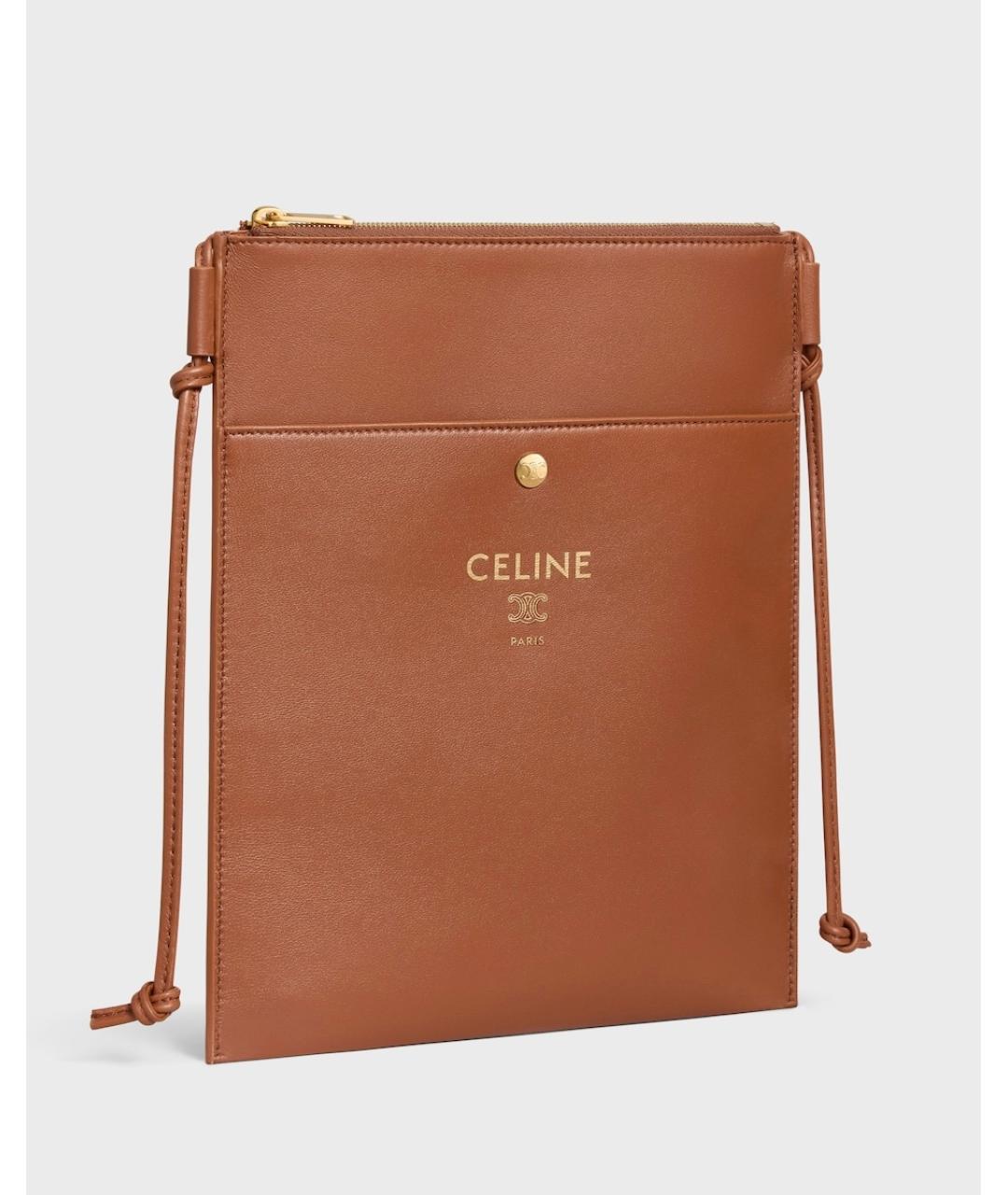 CELINE Коричневая кожаная сумка через плечо, фото 2