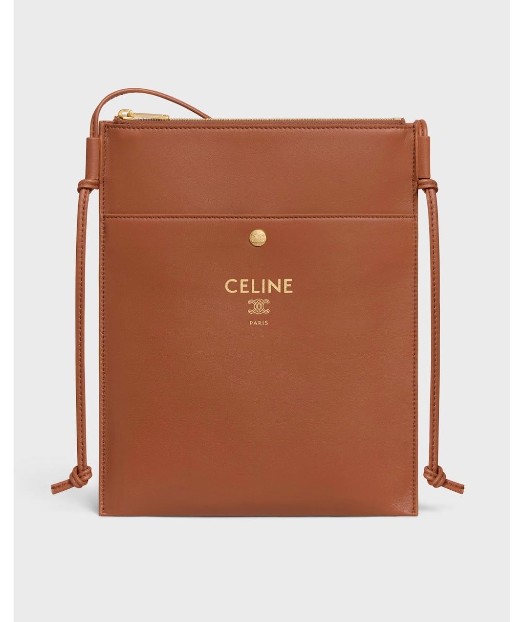 CELINE Коричневая кожаная сумка через плечо, фото 6