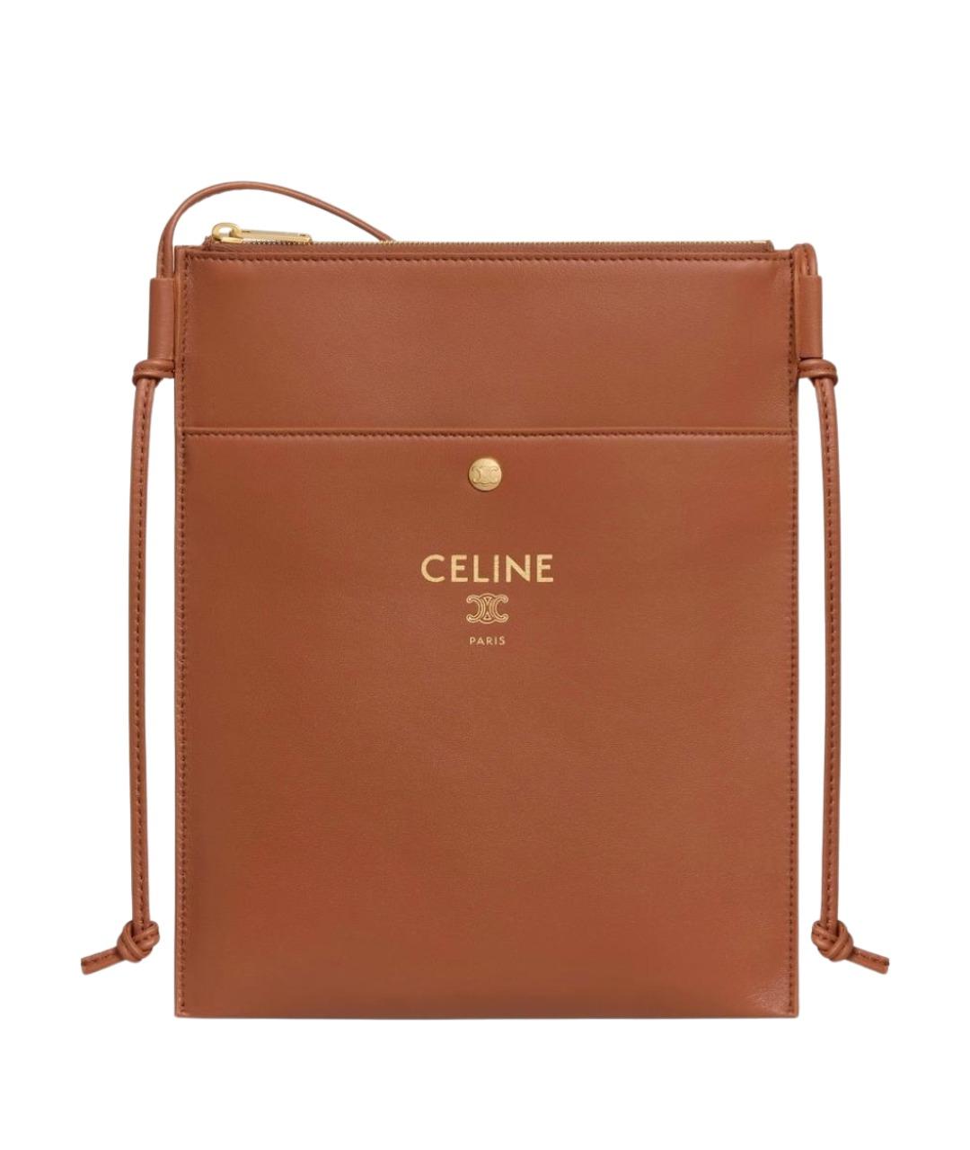 CELINE Коричневая кожаная сумка через плечо, фото 1