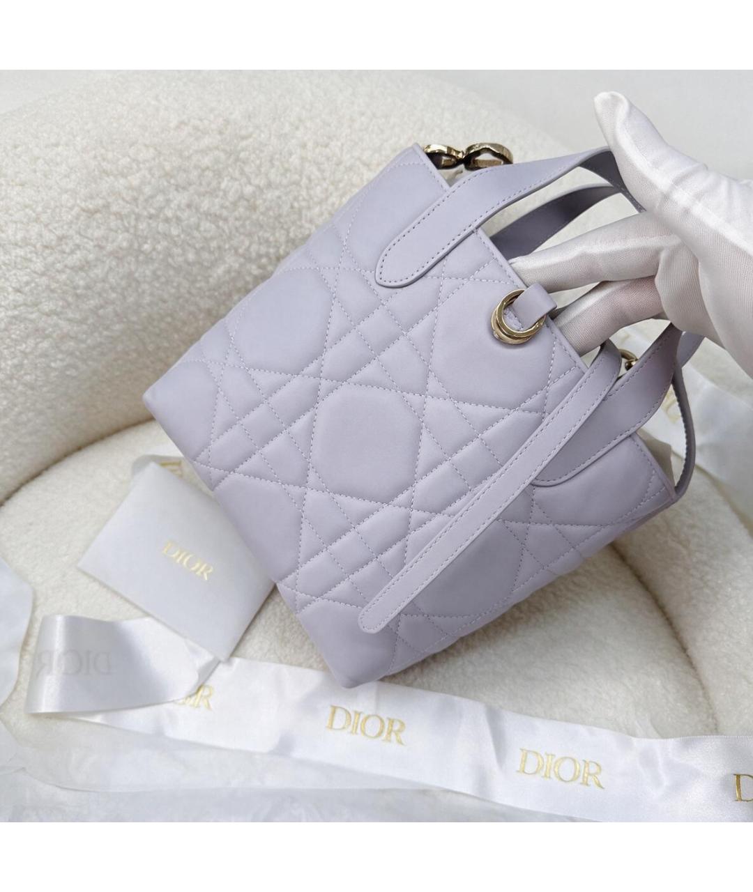 CHRISTIAN DIOR Фиолетовая кожаная сумка с короткими ручками, фото 3