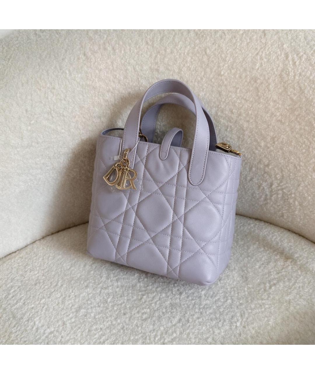 CHRISTIAN DIOR Фиолетовая кожаная сумка с короткими ручками, фото 5