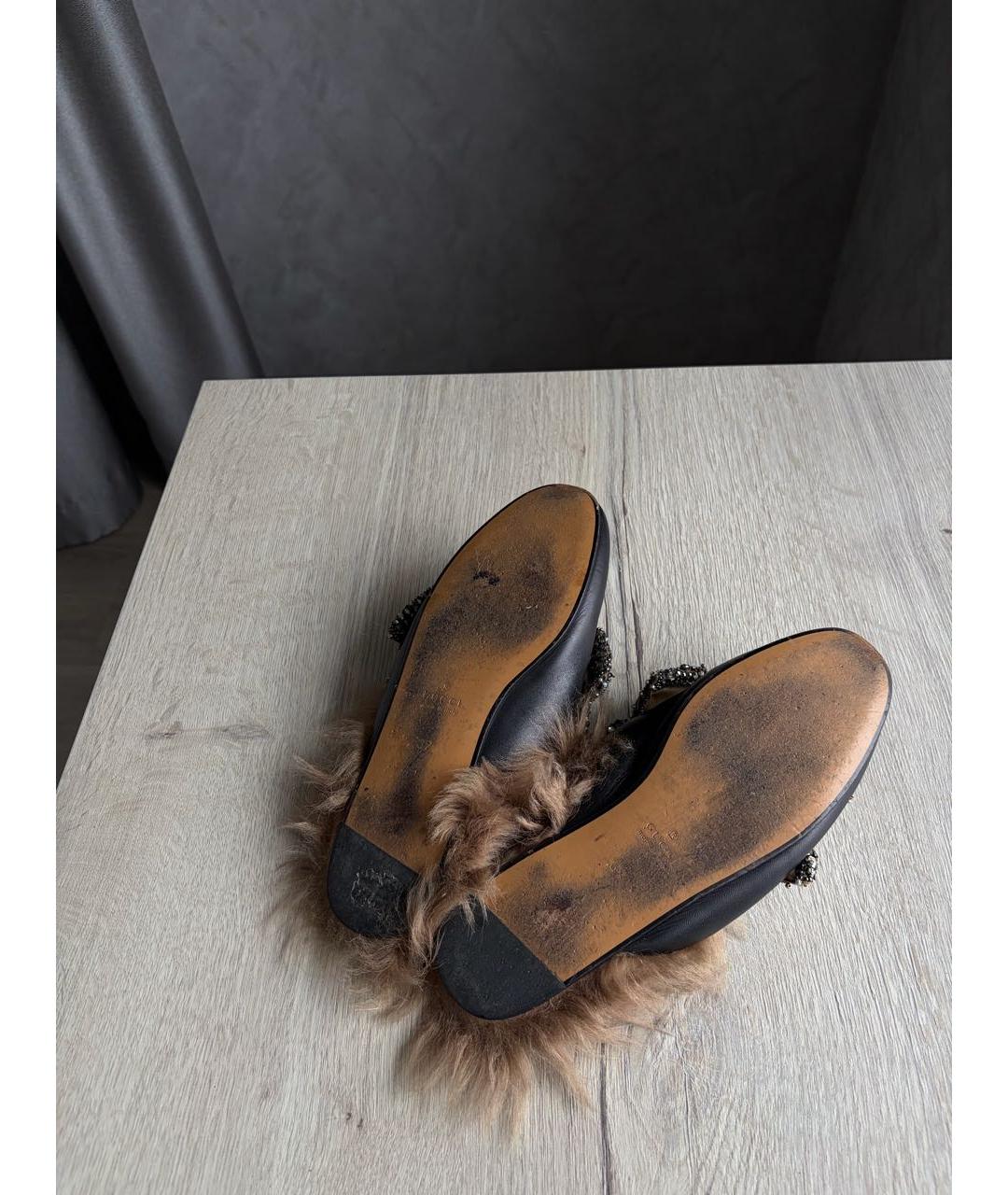GUCCI Черные кожаные сабо, фото 7