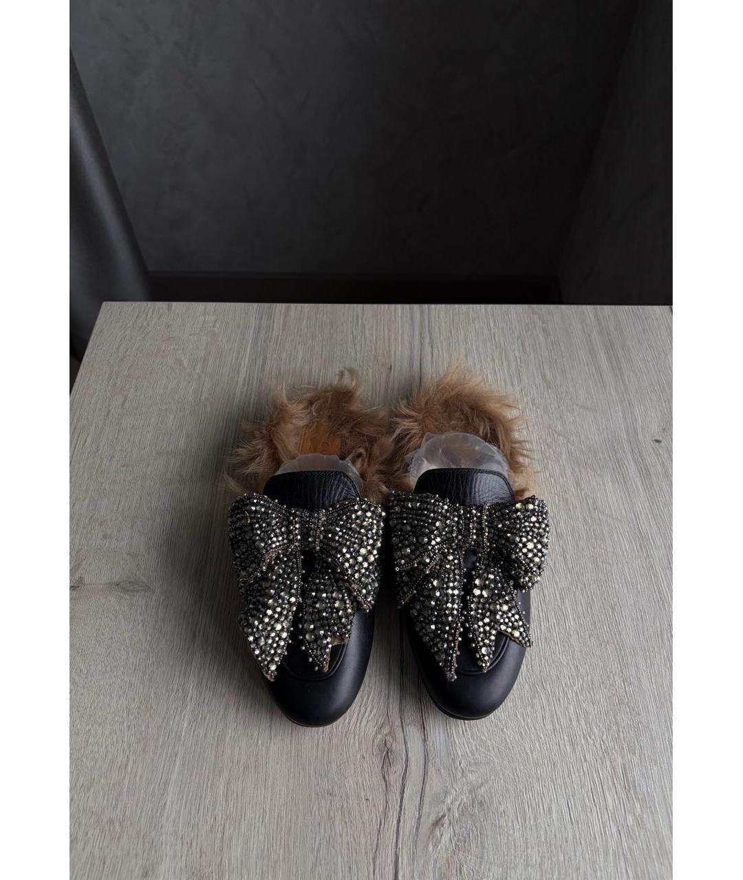 GUCCI Черные кожаные сабо, фото 3