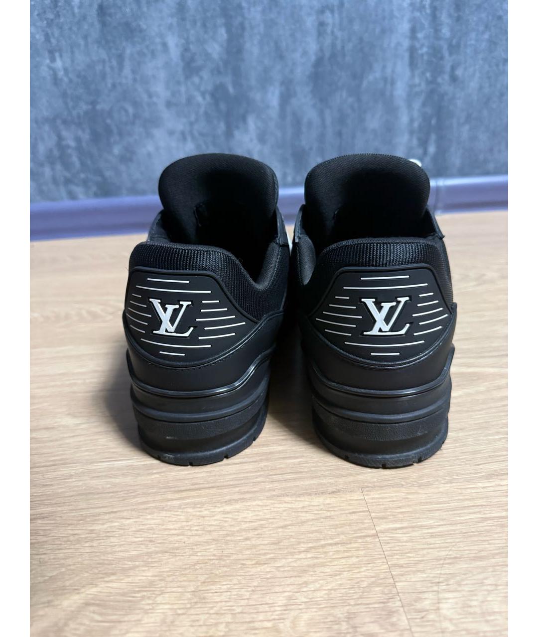 LOUIS VUITTON Черные кожаные низкие кроссовки / кеды, фото 4
