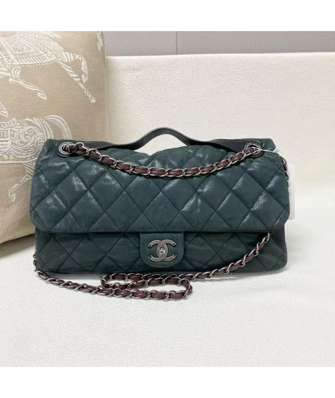 CHANEL Зеленая кожаная сумка через плечо, фото 9